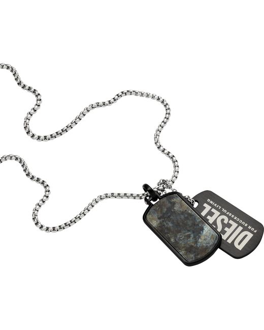 DIESEL Black Necklace For Double Dogtags for men