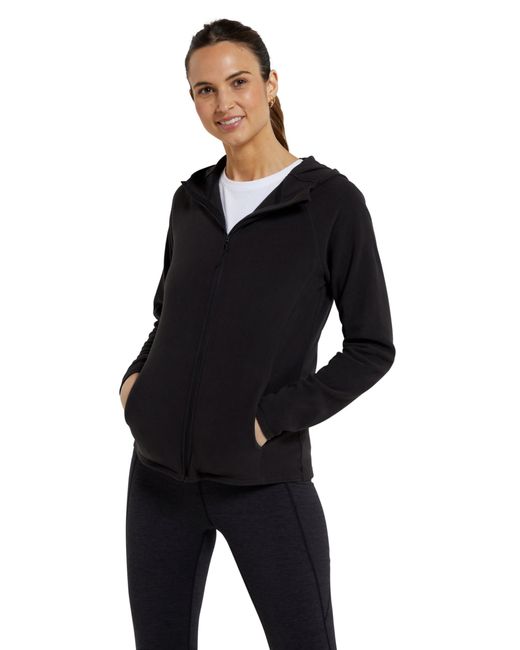 Mountain Warehouse Black Lightweight Full-zip Sweatshirt Top With Front Pockets - Best For Spring Summer