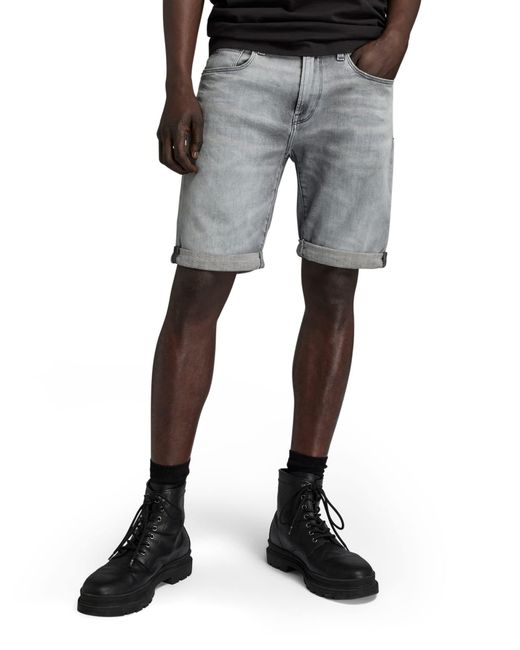 G-Star RAW Black 3301 Slim Fit Denim Shorts for men