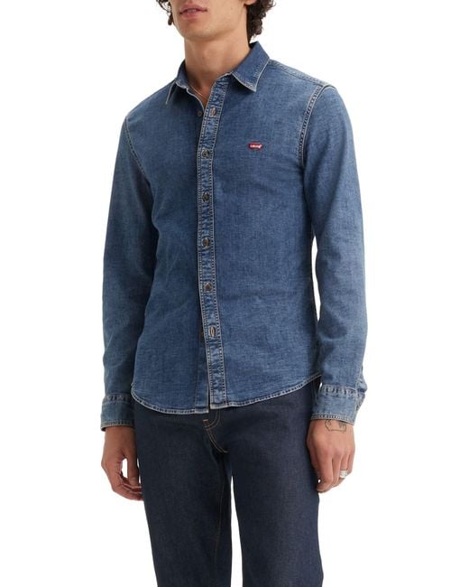 Levi's Blue Long-sleeve Battery Housemark Slim Button Down Shirt for men
