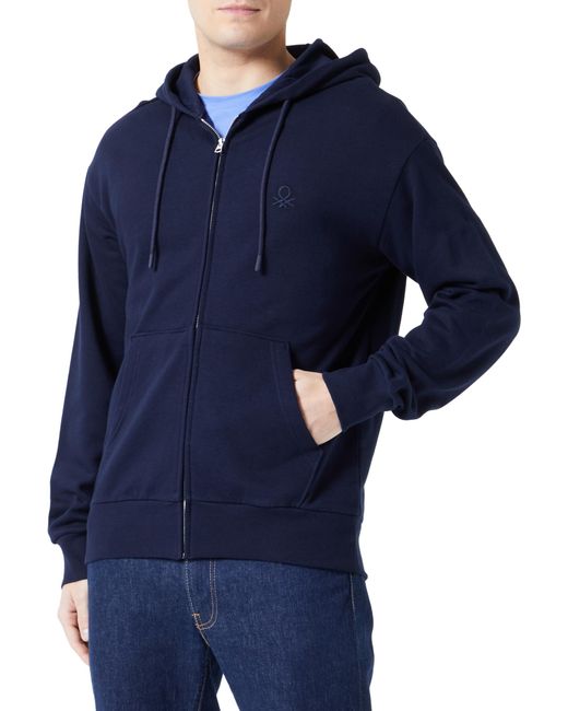 Benetton Blue Jacket C/capp M/l 3j73u500d Sweatshirt Without Hood for men