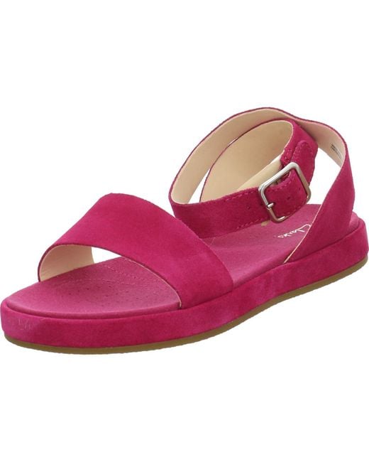 Clarks Pink Botanic Ivy Suede Sandals In Fuchsia Standard Fit Size 7