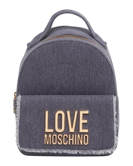 Love Moschino Blue Metal Logo Backpack