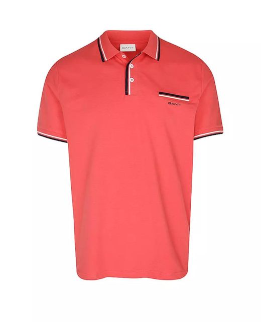 Gant Red 2-col Tipping Ss Pique Polo for men