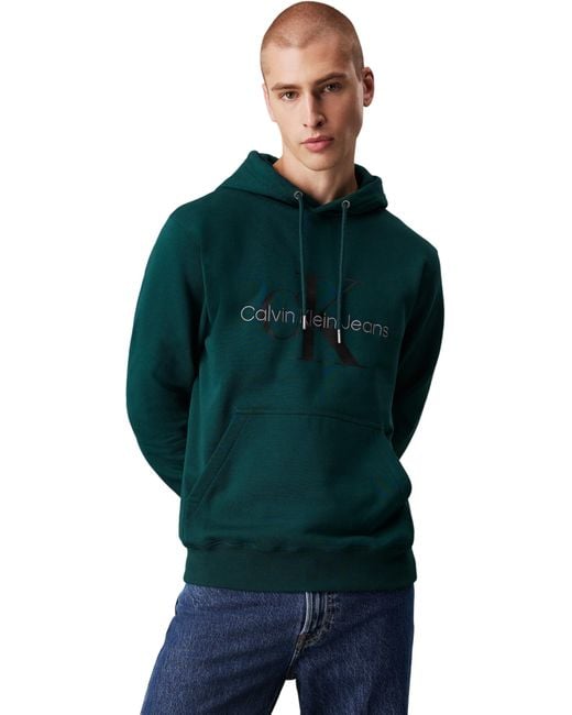 Calvin Klein Green Seasonal Monologo Regular Hoodie J30j320805 Hoodies for men