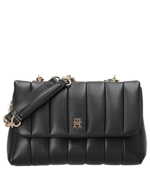 Tommy Hilfiger Black Schultertasche M 28 cm