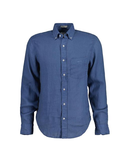 Gant Leinenhemd 3240120 Hemd Regular Untucked in Blue für Herren