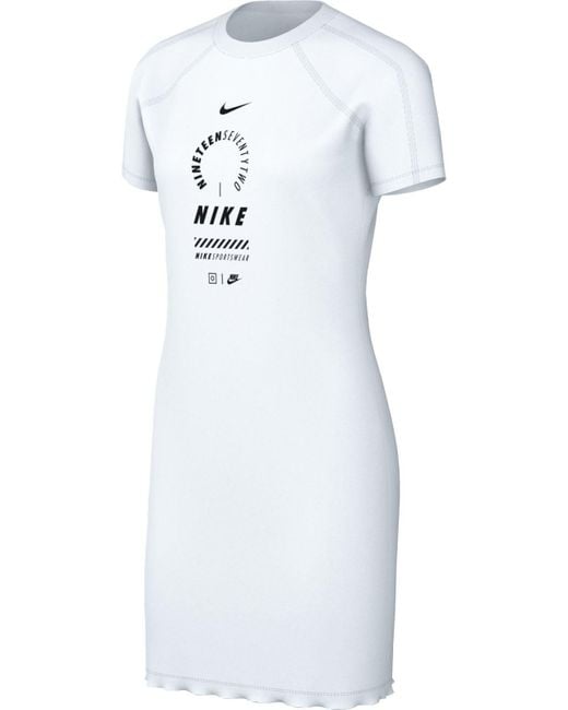 Damen Sportswear Dress Short-Sleeve Femme Sw Vestido Nike de color White