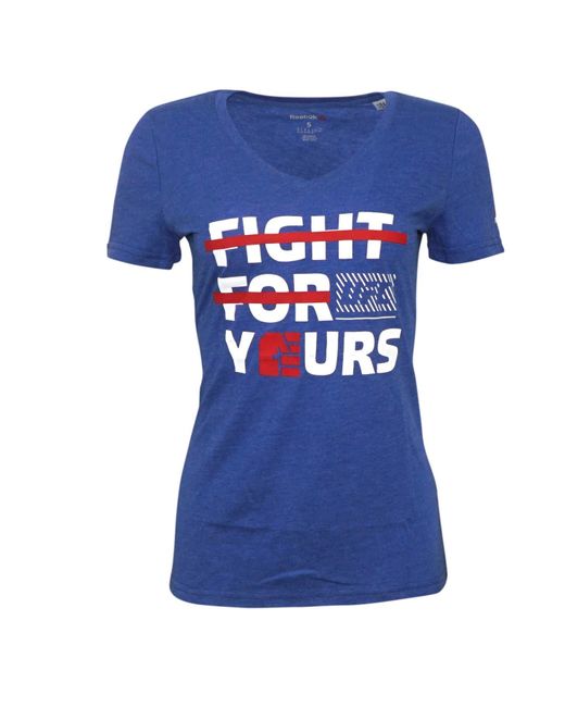 Reebok Ufc Navy Blue Ufan Fight For Yours Triblend V-neck T-shirt Ao2363