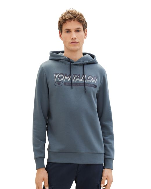Tom Tailor Hoodie Sweatshirt mit Logo-Print in Blue für Herren