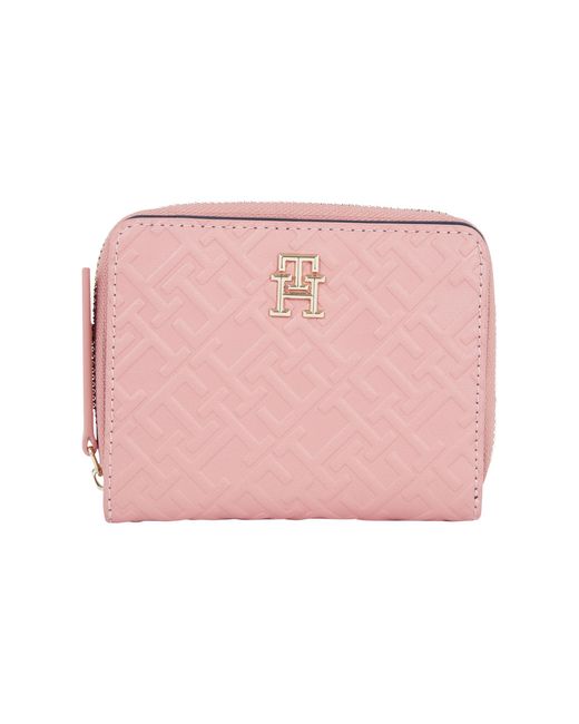 Tommy Hilfiger Pink Th Refined Med Mono Wallet Aw0aw15755