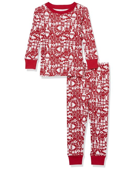 Conjuntos de Pijama Ceñidos de Algodón Niño Amazon Essentials de color Red