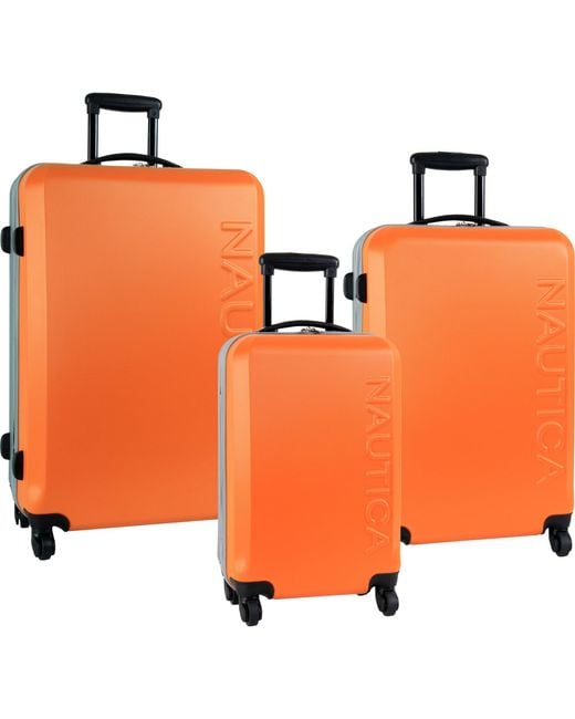 Nautica Orange 3 Piece Hardside 4-wheeled Luggage Set