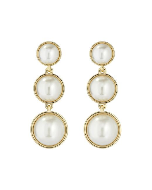Ted Baker White Perell Logo Pearl Drop Earrings For