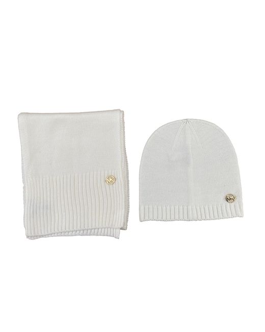 Michael Kors White Michael `s Scarf And Hat 2 Piece Set