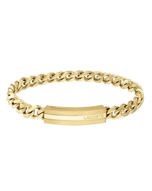 Braccialetto a Catena da Uomo Collezione ADVENTURER in Oro Giallo con una Placca Incisa - 2040092 di Lacoste in Black da Uomo