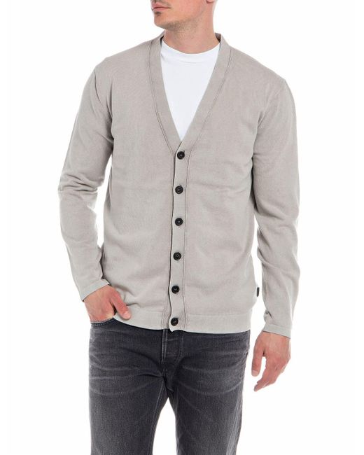 Replay Gray Uk2752 Cardigan Sweater for men