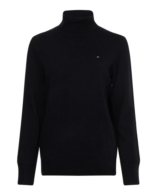Tommy Hilfiger Blue Wool Cashmere ROLL-NK Sweater Pullover