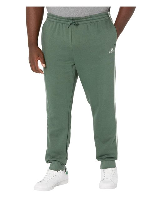 Adidas Green Standard Essentials Fleece Tapered Elastic Cuff 3-stripes Pants for men