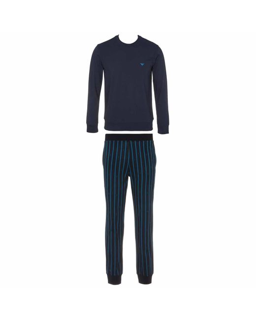 Emporio Armani Underwear Pattern Mix with Cuffs Pyjamas in Blue für Herren