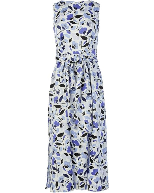 Anne Klein Midi Dress With Attached Sash in White/High Sky Combo (Blue ...