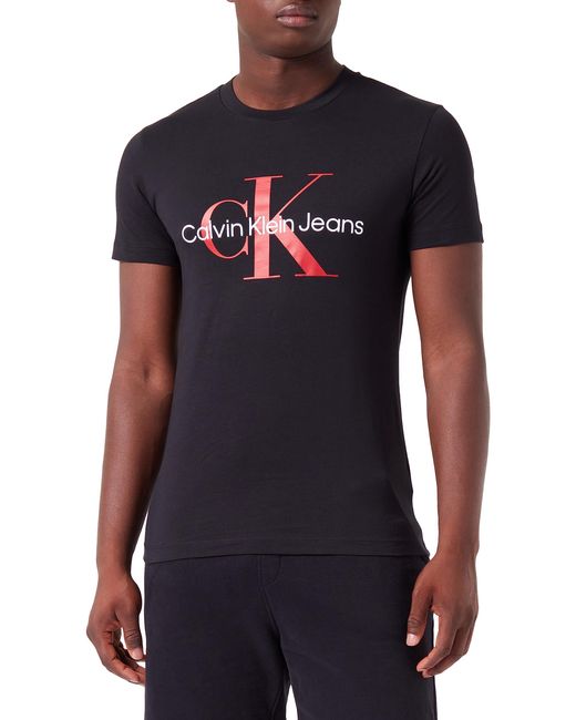 Calvin Klein Jeans Core Monologo Slim Tee S/S T-Shirts in Black für Herren