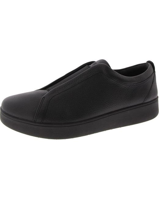 Fitflop Black S Rally Leather Pebbeled Slip-on Sneakers