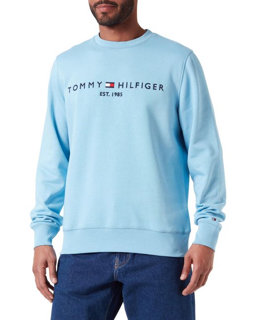 Tommy Logo Sweatshirt Tommy Hilfiger de hombre de color Blue