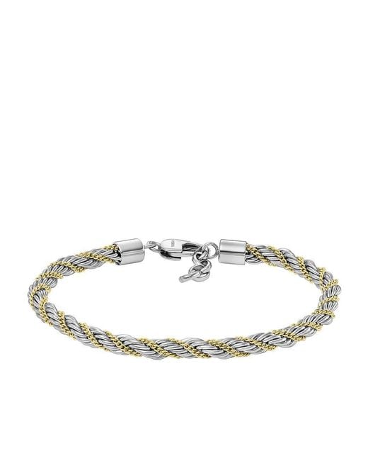 Bracciale da uomo in acciaio INOX di Fossil in Metallic da Uomo