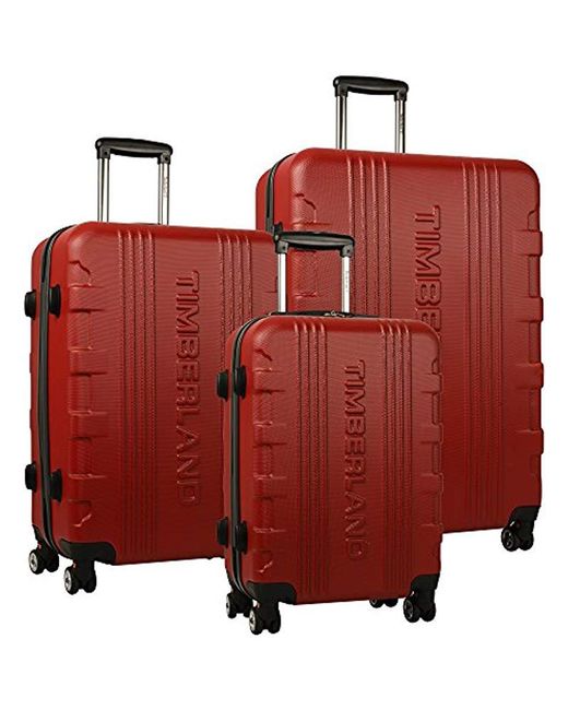 Timberland Red 3 Piece Hardside Spinner Luggage Set