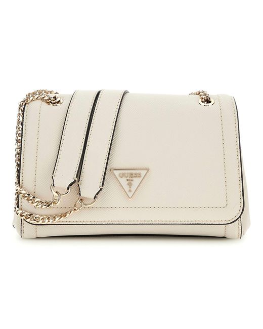 Guess Black Noelle II Convertible Xbody Flap Bag Bone