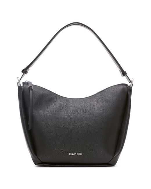 Calvin Klein Black Prism Top Zip Convertible Hobo Shoulder Bag