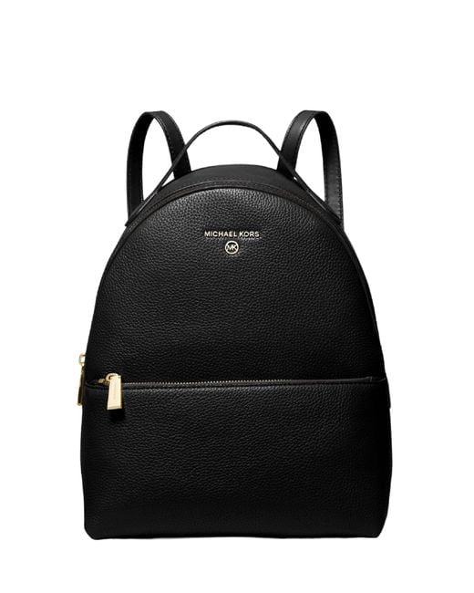 MICHAEL Michael Kors Black Valerie Medium Pebbled Leather Backpack