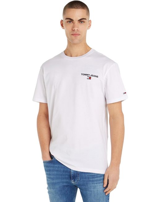 Tommy Hilfiger White Tommy Jeans Short-sleeve T-shirt Classic Linear Back Print Crew Neck for men