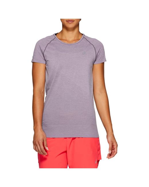 Asics Purple Seamless Short Sleeve Texture Running Clothes