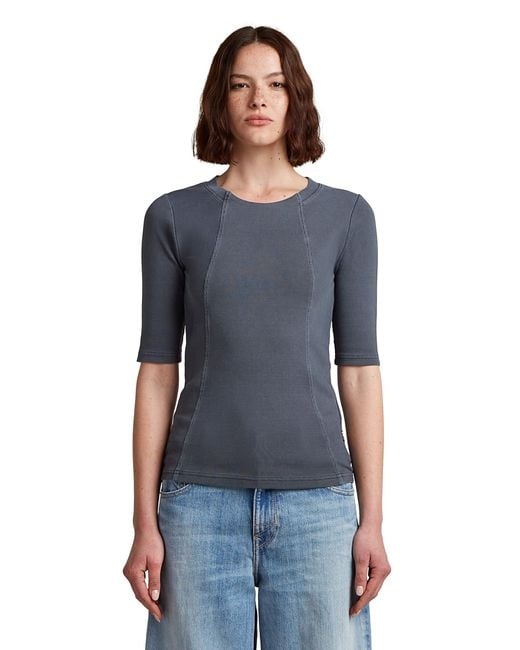 G-Star Washed A Line Slim Rib R T 1 Sl Wmn in het Blue
