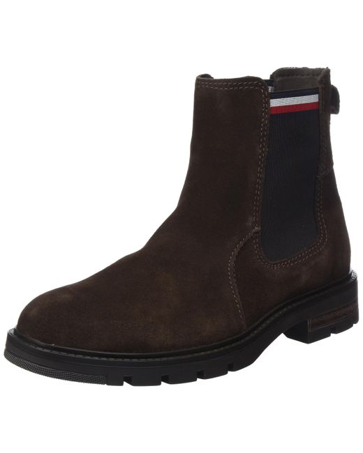 Tommy Hilfiger Black Low Boot Corporate Suede Chelsea for men