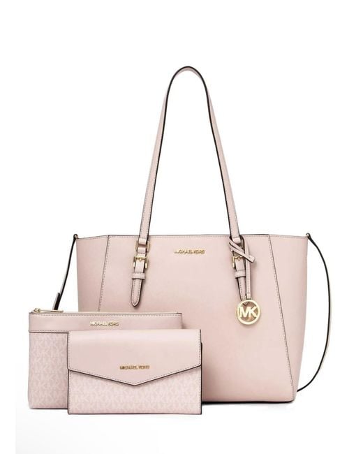 Michael Kors Pink Charlotte Large 3-in-1 Tote Crossbody Handbag Leather