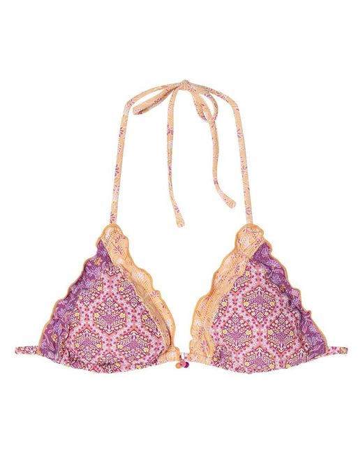 Gathered Boho Flower Top Bikini Women'secret de color Pink