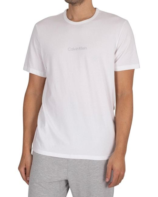 Calvin Klein S/s Crew Neck Pyjama Top in het White voor heren