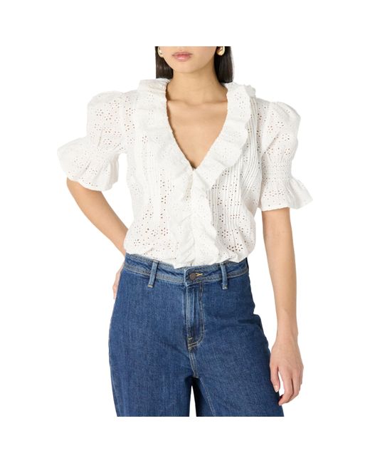 The Drop White 's Lenai Pintuck Eyelet Blouse