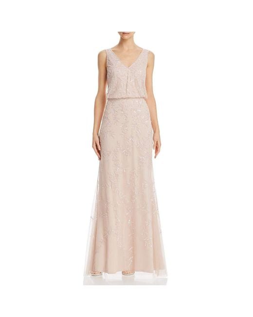 Filigree beaded blouson dress with v neck cheap