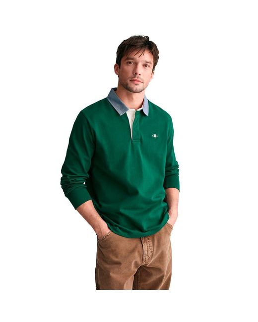 Gant Green Reg Chambray Heavy Rugger T-shirt for men