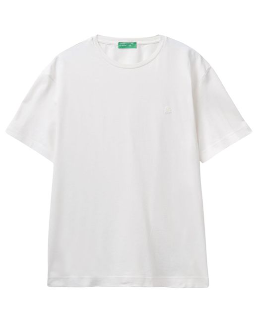 Benetton White 3m4wu1088 T-shirt for men