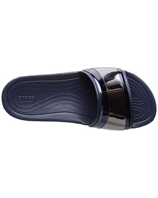 women's crocs sloane metalblock slide