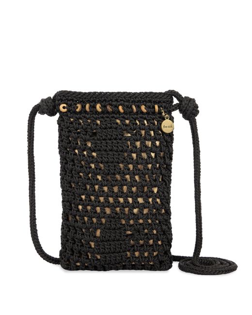 The Sak Black Josie Mini Crossbody In Crochet With Adjustable Strap