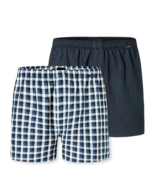 Schiesser 2 Pack Boxershorts Baumwolle Web Multipack - Webboxer, Sortiert 3_182428, 6 in Blue für Herren