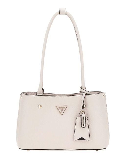 Guess Natural Meridian II Shoulder Satchel Bag Ivory