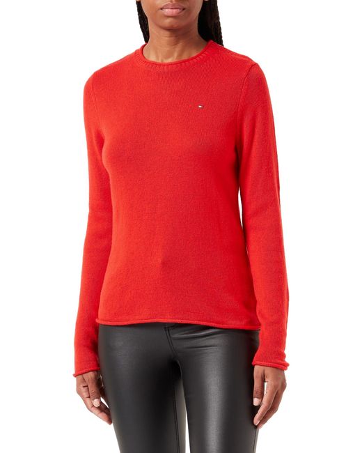 Pull Soft Wool C-Neck Sweater Pull en Maille Tommy Hilfiger en coloris Red