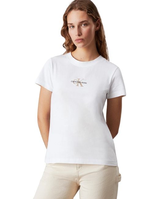 Calvin Klein White Monologo Slim Tee S/s T-shirt